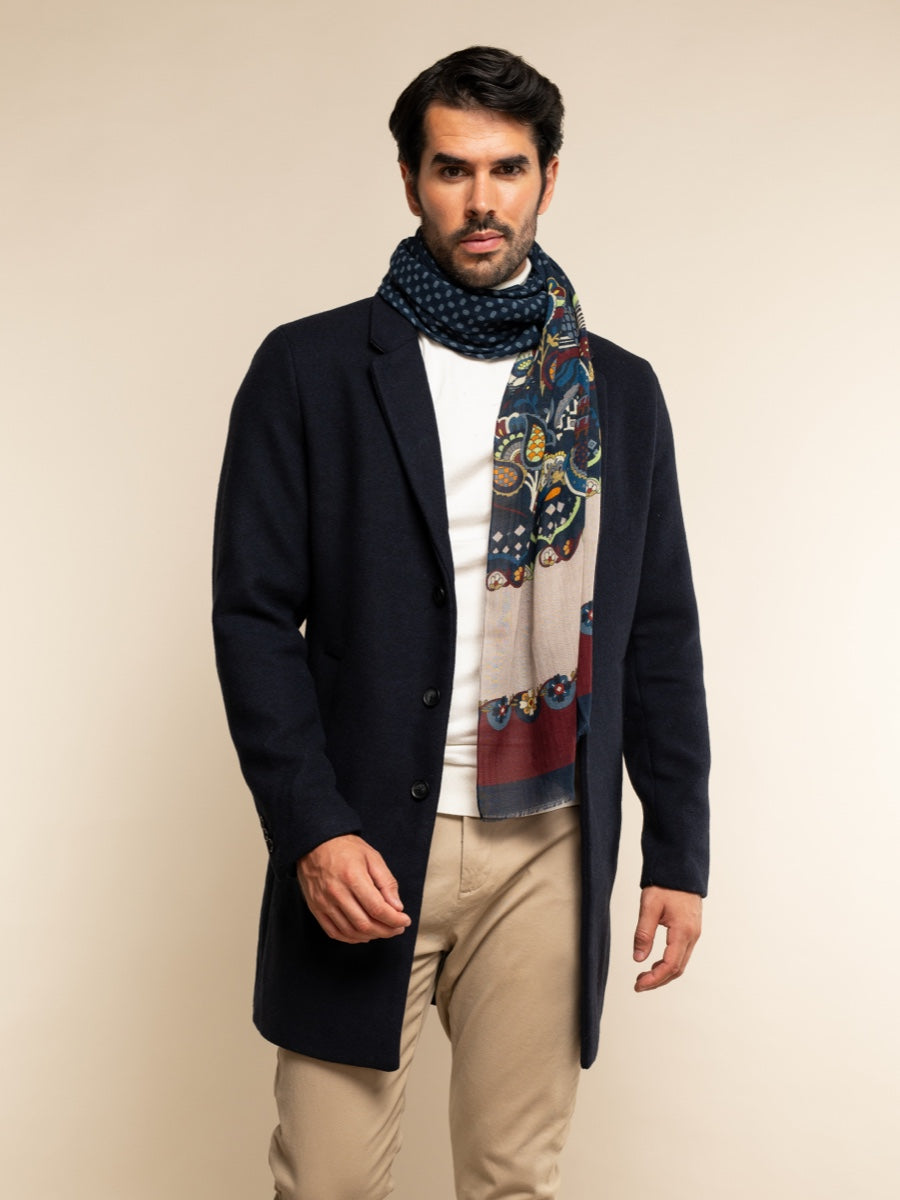 Edoardo (blue) - soft and lightweight Italian scarf from 100% wool - Leather Gloves Online - Luxury Italian Scarf - 7
