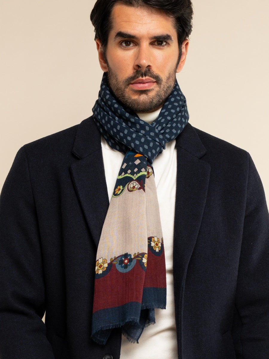Edoardo (blue) - soft and lightweight Italian scarf from 100% wool - Leather Gloves Online - Luxury Italian Scarf - 10