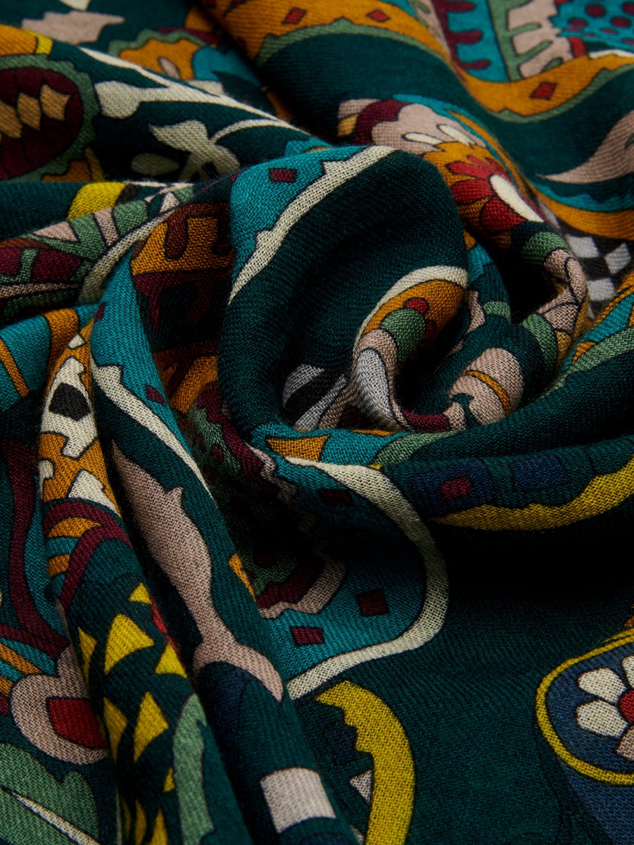 Edoardo (dark green) - soft and lightweight Italian scarf from 100% wool - Leather Gloves Online - Luxury Italian Scarf - 6