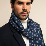 Andrea (blue) - soft and lightweight Italian scarf from 100% wool - Leather Gloves Online - 8