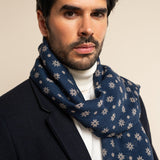 Andrea (blue) - soft and lightweight Italian scarf from 100% wool - Leather Gloves Online - 8