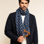 Andrea (blue) - soft and lightweight Italian scarf from 100% wool - Leather Gloves Online - 9