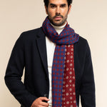 Andrea (red/blue) - soft and lightweight Italian scarf from 100% wool - Leather Gloves Online - 7