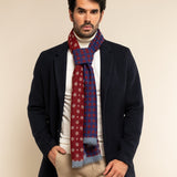 Andrea (red/blue) - soft and lightweight Italian scarf from 100% wool - Leather Gloves Online - 9