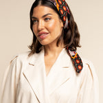 Bruna (black/orange)- soft and lightweight Italian foulard from pure silk - Leather Gloves Online - Luxury Silk Scarf - 10
