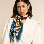 Bruna (blue)- soft and lightweight Italian foulard from pure silk - Leather Gloves Online - Luxury Silk Scarf - 1