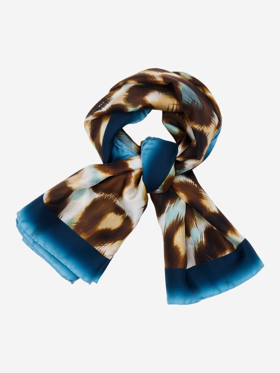 Bruna (blue)- soft and lightweight Italian foulard from pure silk - Leather Gloves Online - Luxury Silk Scarf - 3