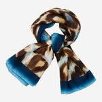 Bruna (blue)- soft and lightweight Italian foulard from pure silk - Leather Gloves Online - Luxury Silk Scarf - 3