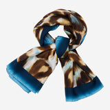 Bruna (blue)- soft and lightweight Italian foulard from pure silk - Leather Gloves Online - Luxury Silk Scarf - 3
