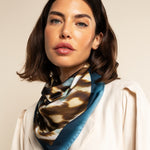 Bruna (blue)- soft and lightweight Italian foulard from pure silk - Leather Gloves Online - Luxury Silk Scarf - 5
