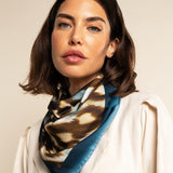 Bruna (blue)- soft and lightweight Italian foulard from pure silk - Leather Gloves Online - Luxury Silk Scarf - 5