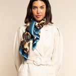 Bruna (blue)- soft and lightweight Italian foulard from pure silk - Leather Gloves Online - Luxury Silk Scarf - 6