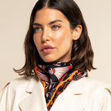 Bruna (black/orange)- soft and lightweight Italian foulard from pure silk - Leather Gloves Online - Luxury Silk Scarf - 8