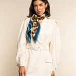 Bruna (blue)- soft and lightweight Italian foulard from pure silk - Leather Gloves Online - Luxury Silk Scarf - 9