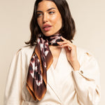 Bruna (brown/orange)- soft and lightweight Italian foulard from pure silk - Leather Gloves Online - Luxury Silk Scarf - 1