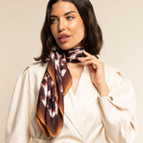 Bruna (brown/orange)- soft and lightweight Italian foulard from pure silk - Leather Gloves Online - Luxury Silk Scarf - 1
