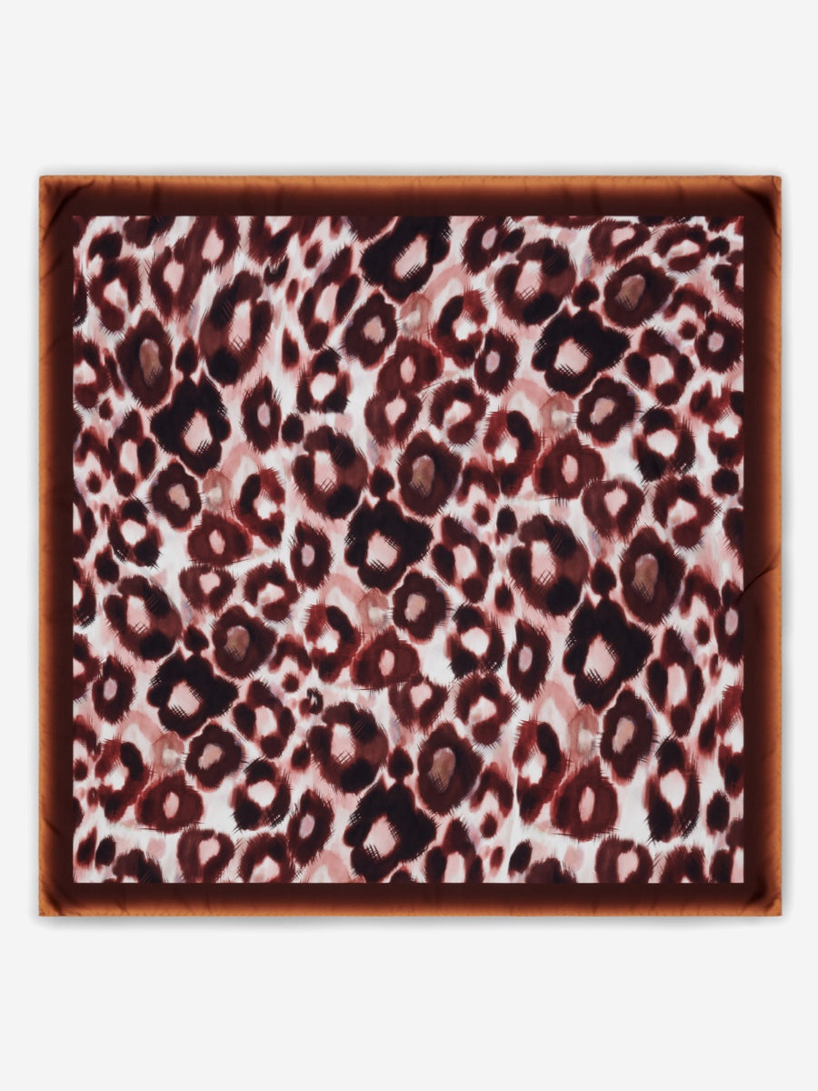Bruna (brown/orange)- soft and lightweight Italian foulard from pure silk - Leather Gloves Online - Luxury Silk Scarf - 2