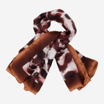 Bruna (brown/orange)- soft and lightweight Italian foulard from pure silk - Leather Gloves Online - Luxury Silk Scarf - 3