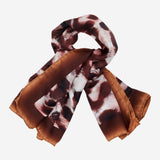 Bruna (brown/orange)- soft and lightweight Italian foulard from pure silk - Leather Gloves Online - Luxury Silk Scarf - 3