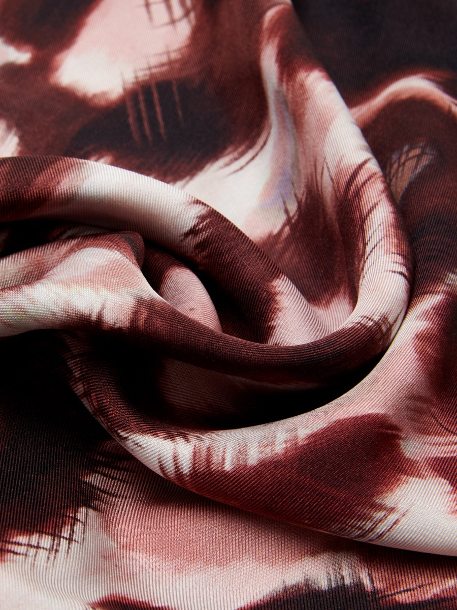 Bruna (brown/orange)- soft and lightweight Italian foulard from pure silk - Leather Gloves Online - Luxury Silk Scarf - 4