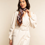Bruna (brown/orange)- soft and lightweight Italian foulard from pure silk - Leather Gloves Online - Luxury Silk Scarf - 7