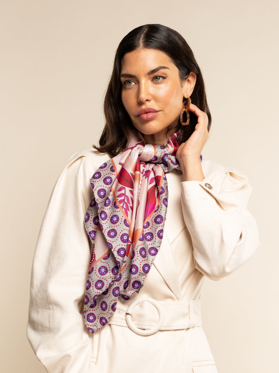 Bruna (pink)- soft and lightweight Italian foulard from pure silk - Leather Gloves Online - Luxury Silk Scarf - 1