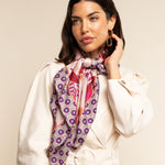 Bruna (pink)- soft and lightweight Italian foulard from pure silk - Leather Gloves Online - Luxury Silk Scarf - 1