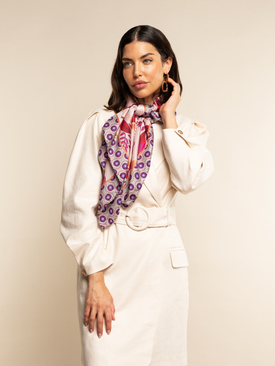 Bruna (pink)- soft and lightweight Italian foulard from pure silk - Leather Gloves Online - Luxury Silk Scarf - 10