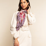 Bruna (pink)- soft and lightweight Italian foulard from pure silk - Leather Gloves Online - Luxury Silk Scarf - 10