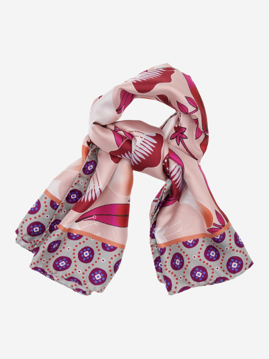 Bruna (pink)- soft and lightweight Italian foulard from pure silk - Leather Gloves Online - Luxury Silk Scarf - 3