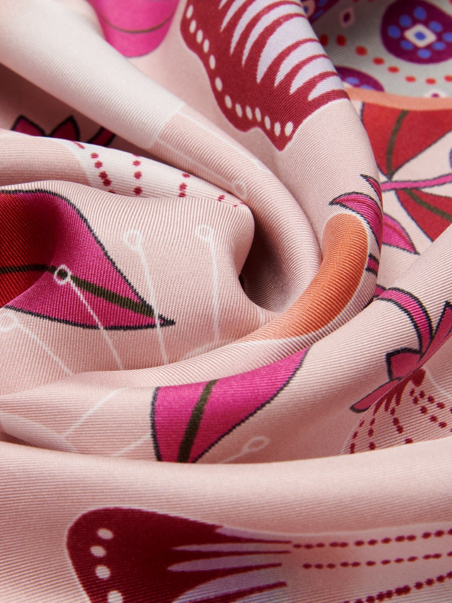 Bruna (pink)- soft and lightweight Italian foulard from pure silk - Leather Gloves Online - Luxury Silk Scarf - 4
