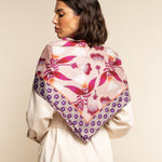 Bruna (pink)- soft and lightweight Italian foulard from pure silk - Leather Gloves Online - Luxury Silk Scarf - 6