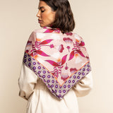 Bruna (pink)- soft and lightweight Italian foulard from pure silk - Leather Gloves Online - Luxury Silk Scarf - 6