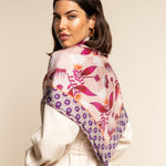 Bruna (pink)- soft and lightweight Italian foulard from pure silk - Leather Gloves Online - Luxury Silk Scarf - 8