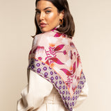 Bruna (pink)- soft and lightweight Italian foulard from pure silk - Leather Gloves Online - Luxury Silk Scarf - 8