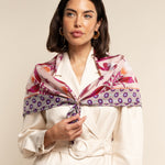Bruna (pink)- soft and lightweight Italian foulard from pure silk - Leather Gloves Online - Luxury Silk Scarf - 9