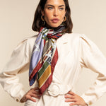 Fiorella (red/blue) - soft and lightweight Italian foulard from pure silk - Leather Gloves Online - Luxury Italian Scarf - 1