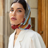 Fiorella (red/blue) - soft and lightweight Italian foulard from pure silk - Leather Gloves Online - Luxury Italian Scarf - 12