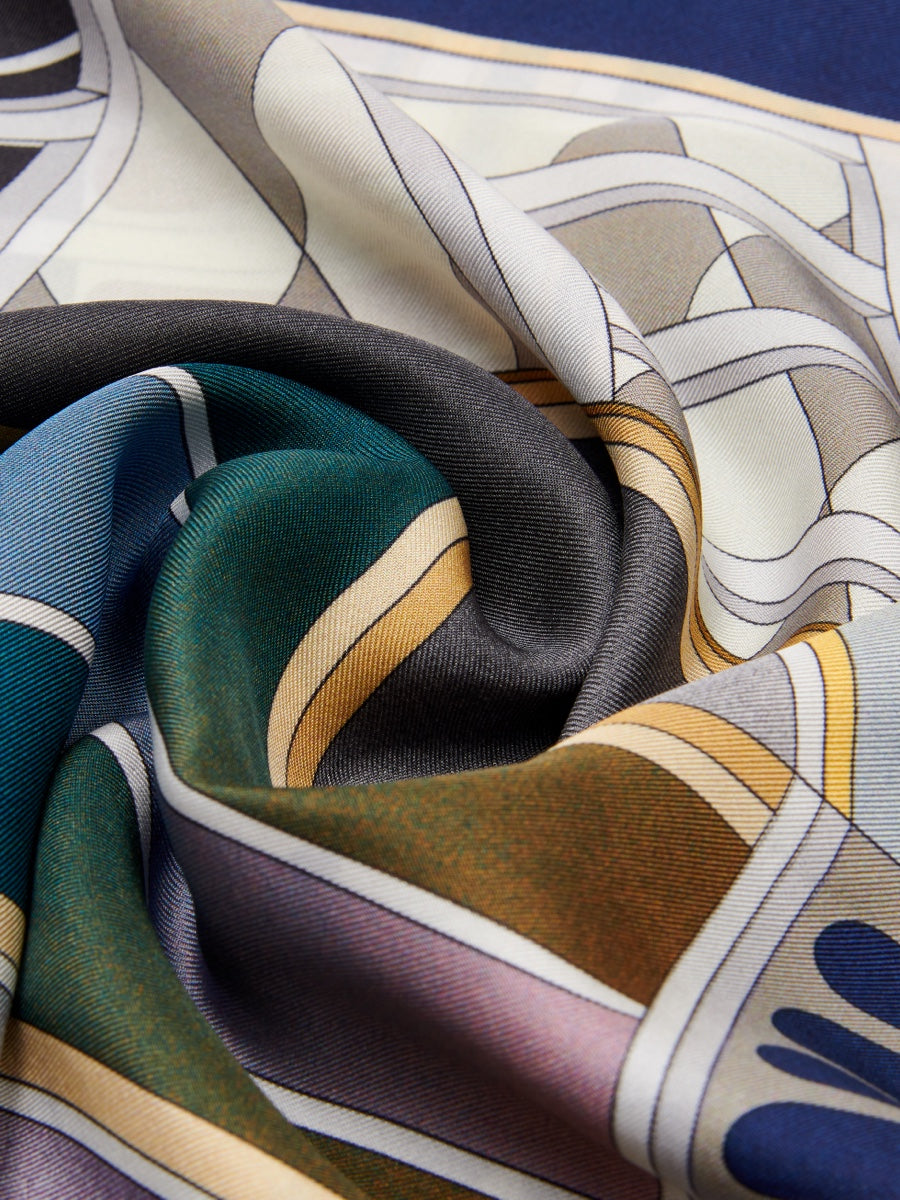 Fiorella (red/blue) - soft and lightweight Italian foulard from pure silk - Leather Gloves Online - Luxury Italian Scarf - 4
