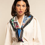 Fiorella (red/blue) - soft and lightweight Italian foulard from pure silk - Leather Gloves Online - Luxury Italian Scarf - 5