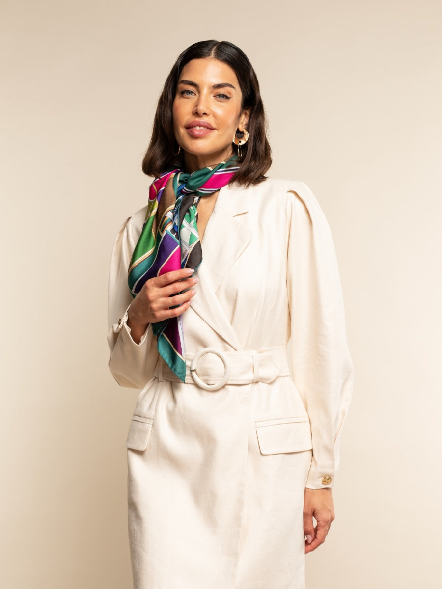 Fiorella (green) - soft and lightweight Italian foulard from pure silk
- Leather Gloves Online - Luxury Italian Scarf - 7