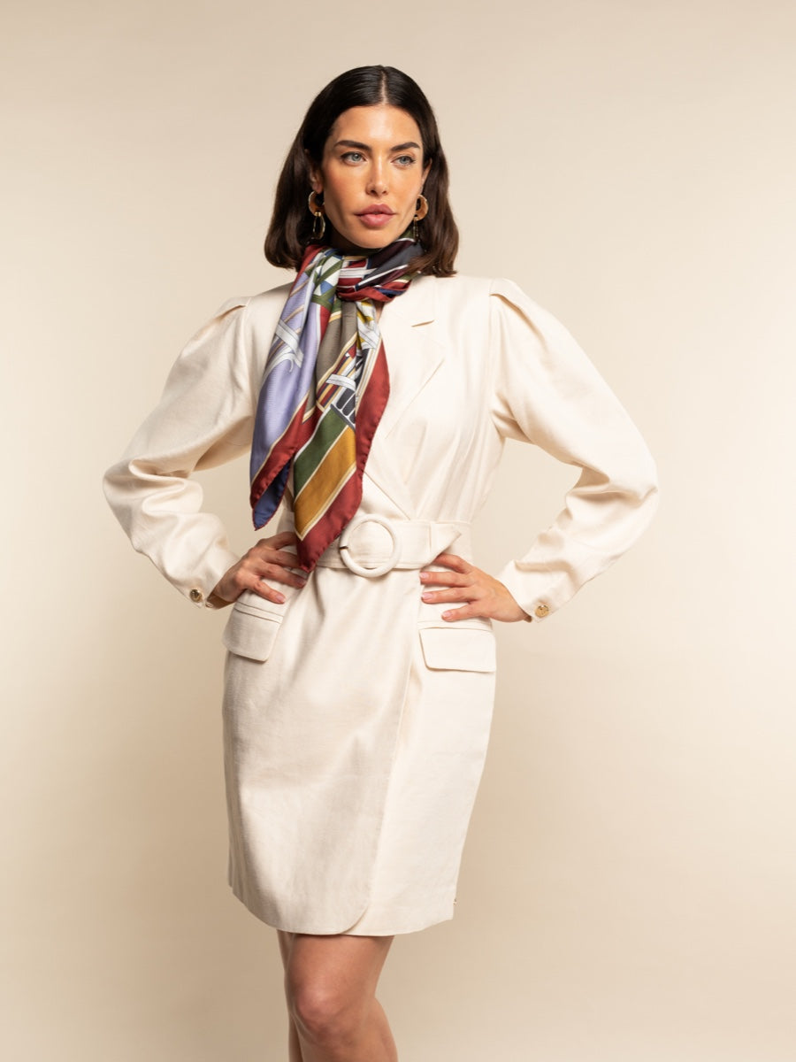 Fiorella (red/blue) - soft and lightweight Italian foulard from pure silk - Leather Gloves Online - Luxury Italian Scarf - 8