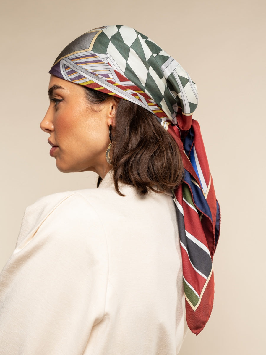 Fiorella (red/blue) - soft and lightweight Italian foulard from pure silk - Leather Gloves Online - Luxury Italian Scarf - 9
