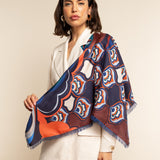 Giorgia (blue/red) - soft and lightweight Italian foulard from pure silk-  Leather Gloves Online - Luxury Italian Scarf - 10