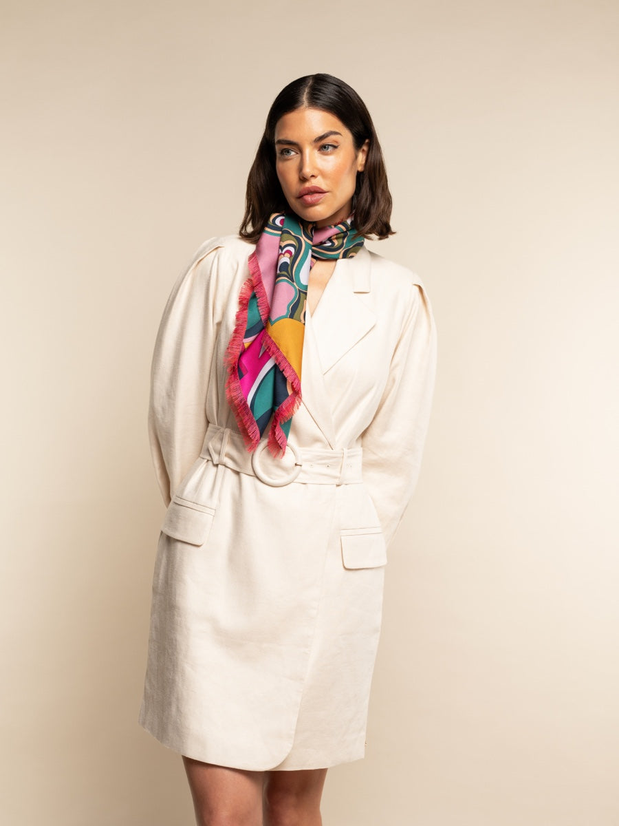 Giorgia (green/pink) - soft and lightweight Italian foulard from pure silk - Leather Gloves Online - Luxury Italian Scarf - 11