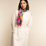 Giorgia (green/pink) - soft and lightweight Italian foulard from pure silk - Leather Gloves Online - Luxury Italian Scarf - 11