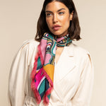 Giorgia (green/pink) - soft and lightweight Italian foulard from pure silk - Leather Gloves Online - Luxury Italian Scarf - 1