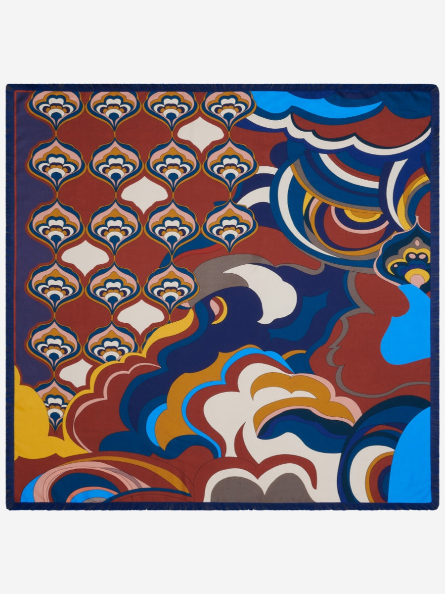Giorgia (blue/red) - soft and lightweight Italian foulard from pure silk-  Leather Gloves Online - Luxury Italian Scarf - 2