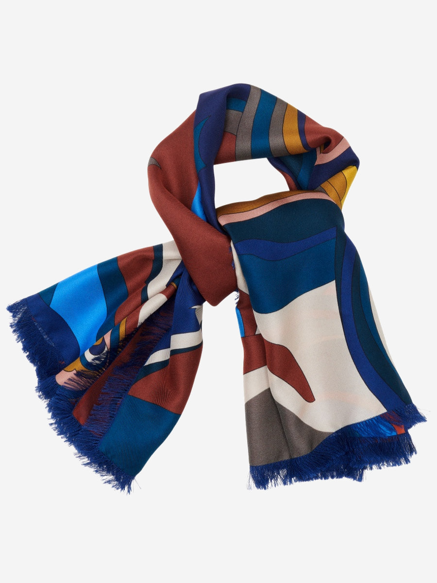 Giorgia (blue/red) - soft and lightweight Italian foulard from pure silk-  Leather Gloves Online - Luxury Italian Scarf - 3