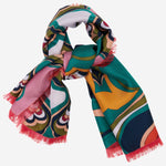 Giorgia (green/pink) - soft and lightweight Italian foulard from pure silk - Leather Gloves Online - Luxury Italian Scarf - 3